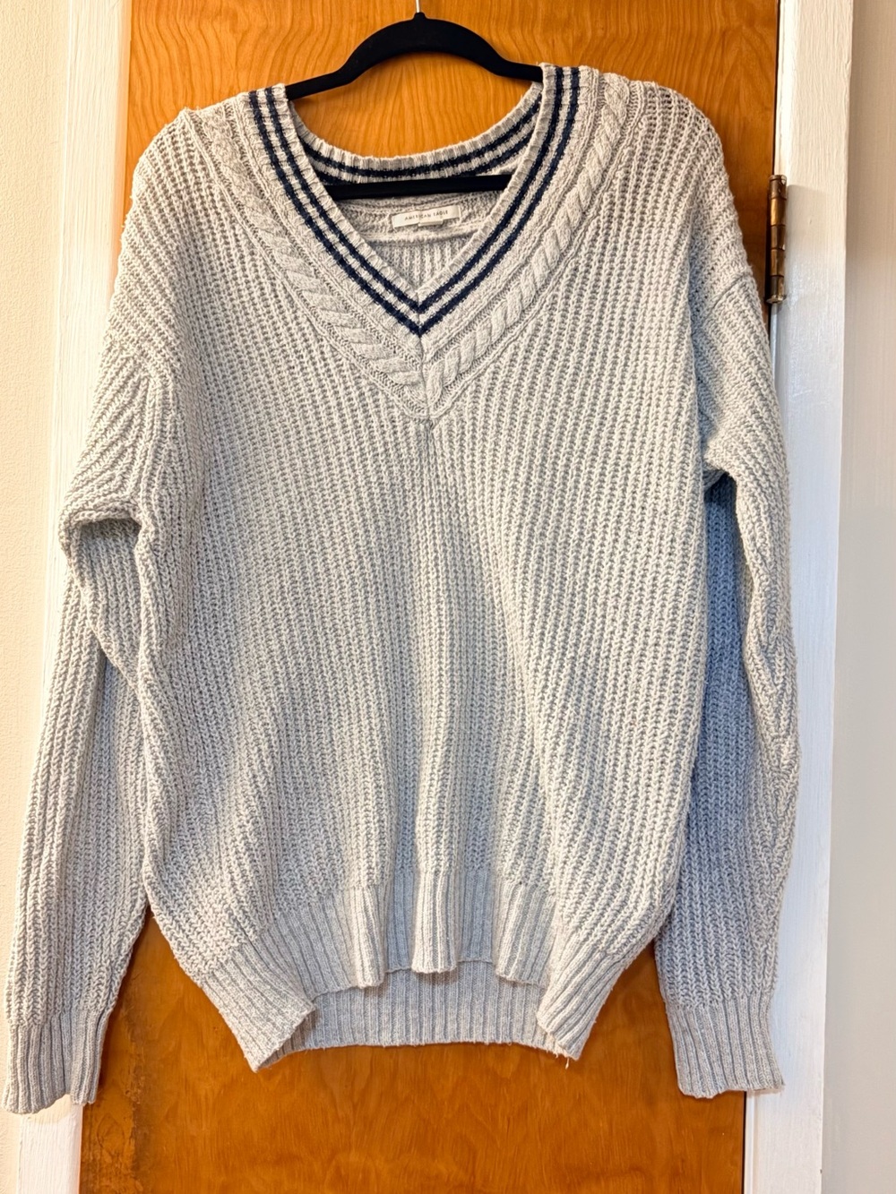 Light Gray oversize V-Neck Knit Sweater